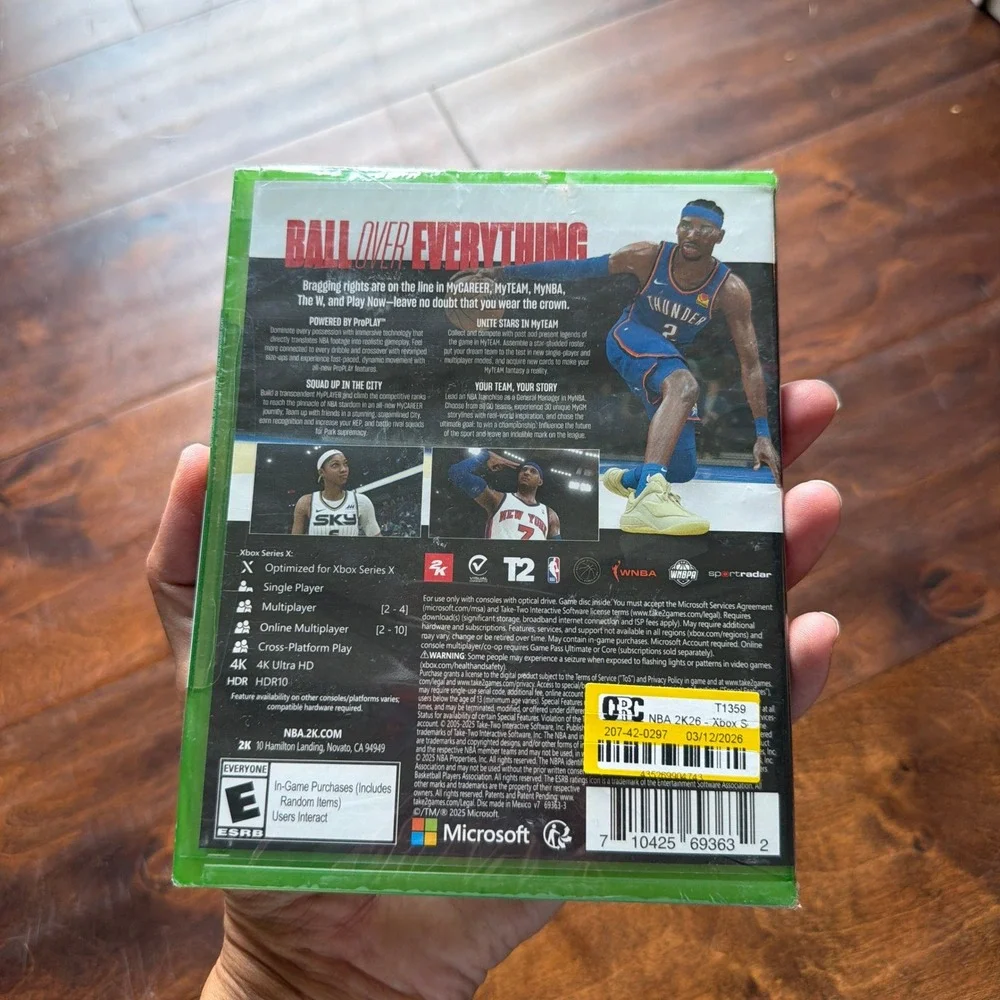 NBA 2K26 Xbox Series X Video Game New Sealed Sports Basketball 2K Games